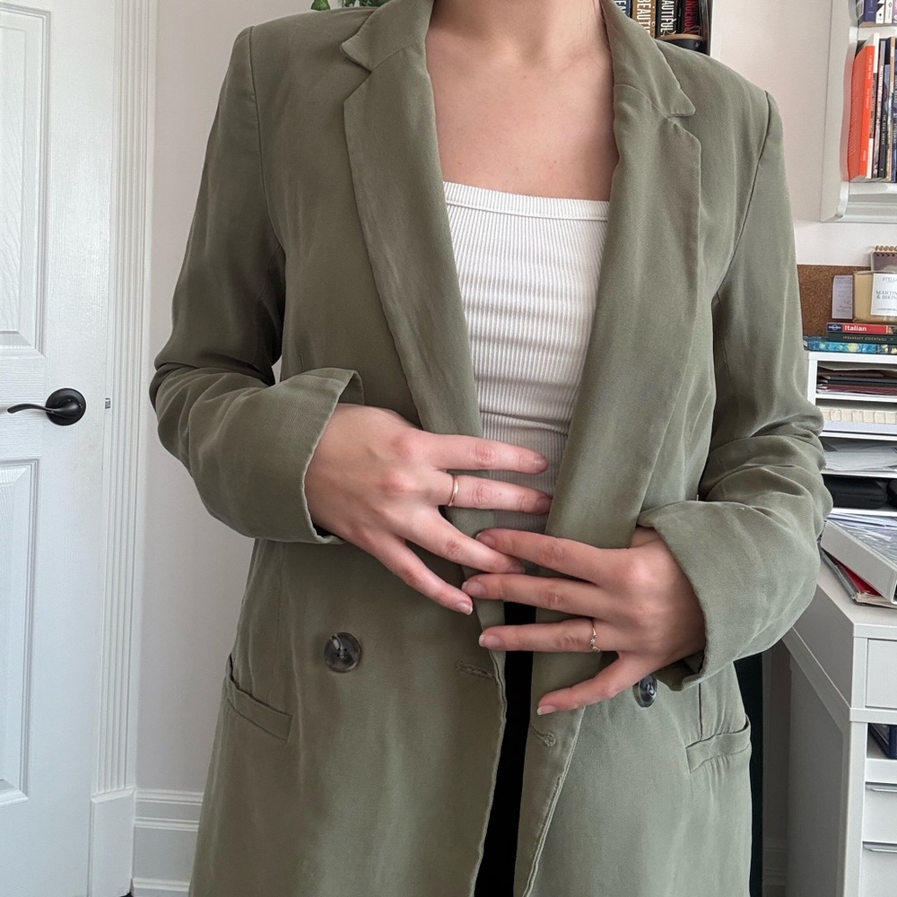 H&M Sage Green Double Breasted Blazer